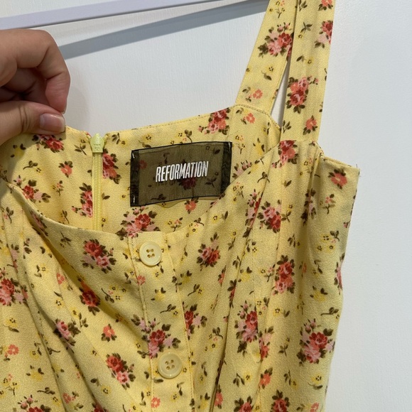 Reformation Yellow Floral Persimmon Midi Dress - Picture 8 of 8
